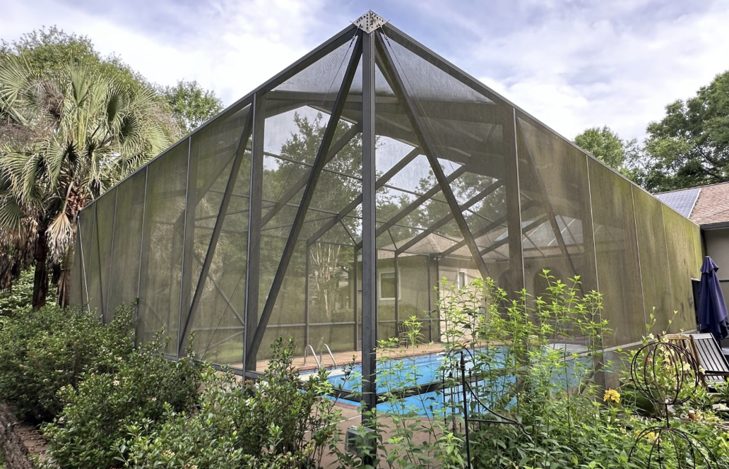 Soft Wash Screen Enclosure Cleaning in Trinity, FL - Before - Hudson Pressure Pros